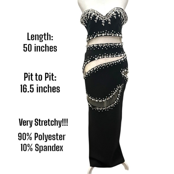 Las Vegas Formal Style Dress Size Elegant Black & Sliver Peek A Boo Lace - Picture 3 of 11